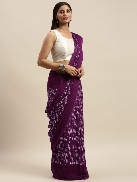 

KALINI Purple & White Poly Georgette Printed Saree