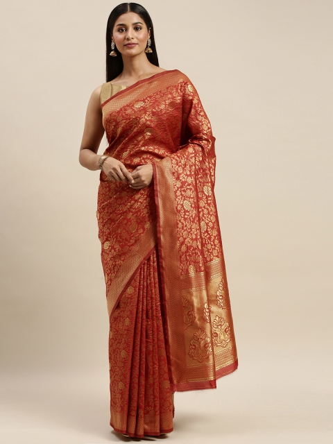 

KALINI Red & Golden Poly Silk Woven Design Saree