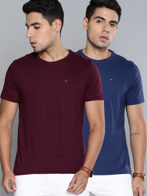 

Harvard Men Pack Of 2 Solid Round Neck Pure Cotton T-shirt, Burgundy