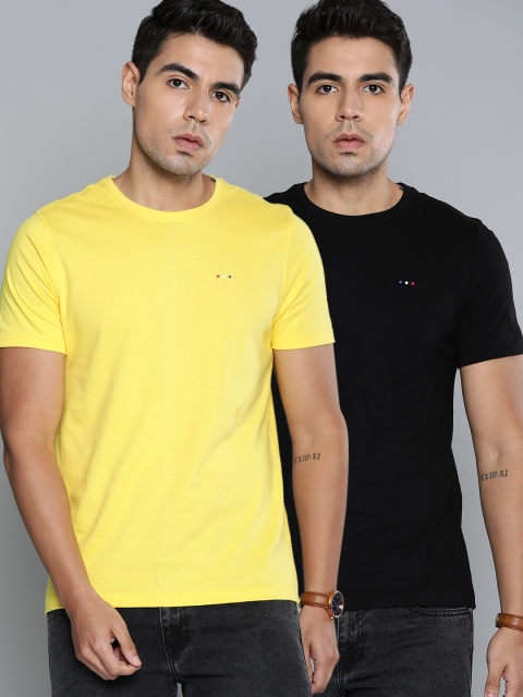

Harvard Men Pack Of 2 Solid Round Neck T-shirt, Yellow