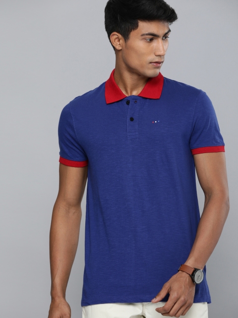 

Harvard Men Blue Solid Polo Collar Pure Cotton T-shirt