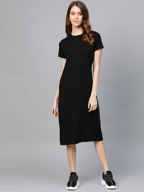 

Harvard Women Black Anti Microbial Solid T-shirt Dress