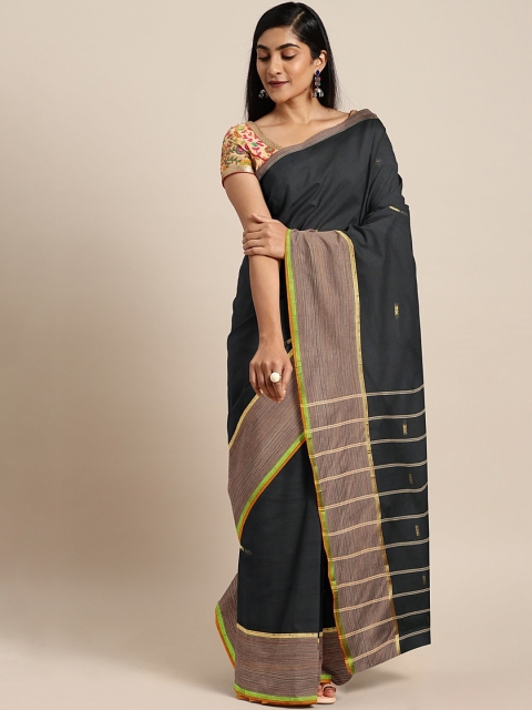 

aamna Black & Beige Pure Cotton Woven Design Mangalagiri Saree