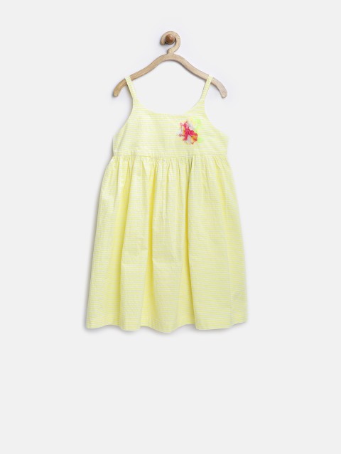 

United Colors of Benetton Yellow Striped Fit & Flare Dress