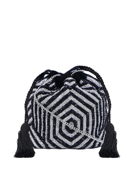 

Diwaah Black & Grey Embellished Potli Clutch