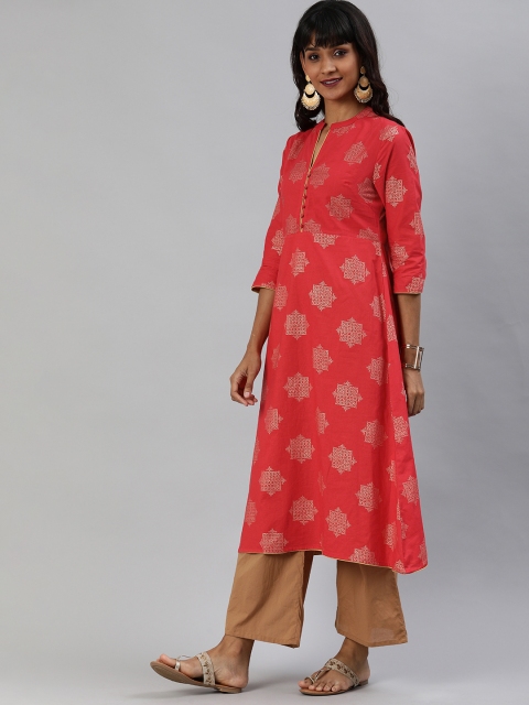 

Anouk Women Red & Beige Printed A-Line Kurta