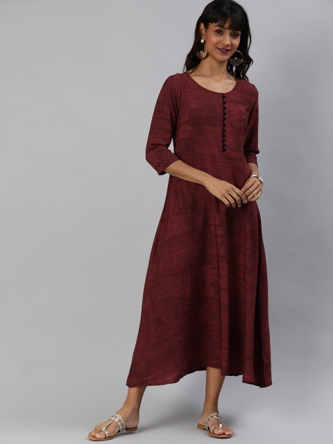 

Anouk Women Maroon Printed A-Line Fusion Kurta