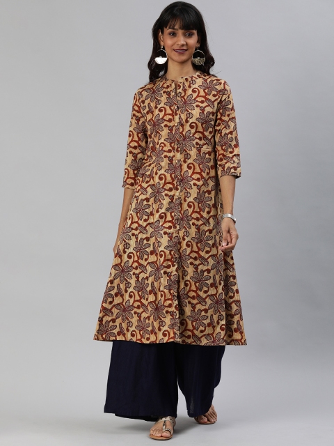 

Anouk Women Brown & Maroon Printed A-line Kurta