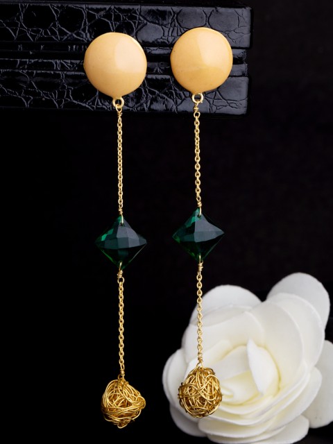 

Voylla Fluid Elegance Gold-Toned Drop Earrings
