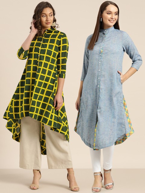 

Sangria Women Pack of 2 A-Line Kurtas, Blue