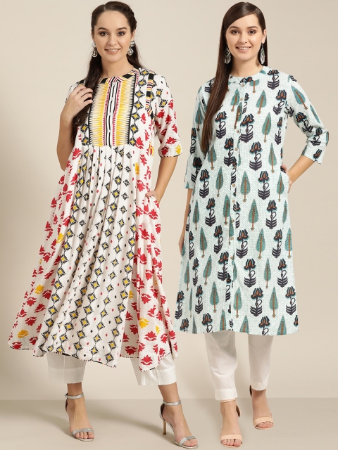 

Sangria Women Pack of A-Line Kurta & Anarkali Kurta, White