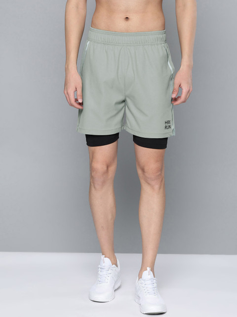 

HRX by Hrithik Roshan Men Grey Regular Fit Antimicrobial Rapid-Dry Lycra Running Shorts