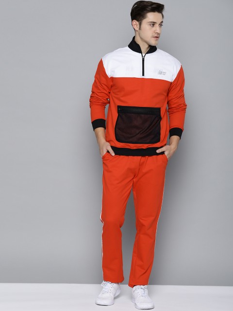 

HRX by Hrithik Roshan Men Risk Red Colourblock Regular Fit Bio-Wash Lifestyle Tracksuit