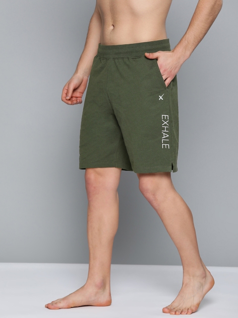 

HRX by Hrithik Roshan Kombu Green Solid Regular Fit Organic Cotton Bio-Wash Yoga Shorts, Olive