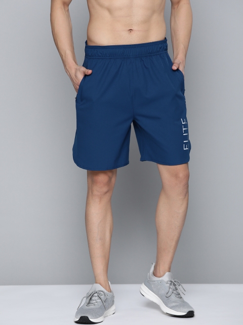 

HRX by Hrithik Roshan Men Blue Solid Regular Fit Antimicrobial Rapid-Dry Training Shorts, Navy blue