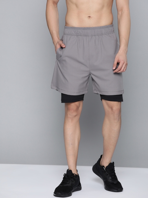 

HRX by Hrithik Roshan Men Shark Solid Regular Fit Antimicrobial Rapid-Dry Training Shorts, Grey