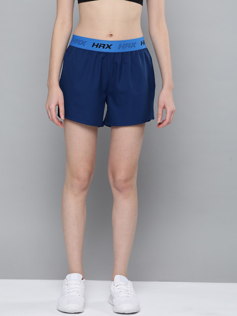 

HRX by Hrithik Roshan Women Navy Blue Solid Antimicrobial Rapid-Dry Training Shorts