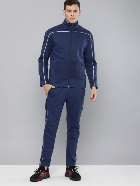 

HRX by Hrithik Roshan Men Medieval Blue Solid Regular Fit Bio-Wash Lifestyle Tracksuit, Navy blue