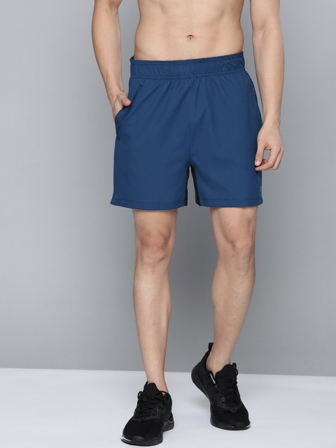 

HRX by Hrithik Roshan Men Blue Solid Regular Fit Antimicrobial Rapid-Dry Training Shorts, Navy blue