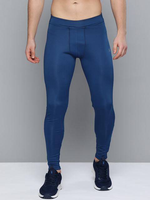 

HRX by Hrithik Roshan Men Estate Blue Solid Rapid-Dry Antimicrobial Training Tights