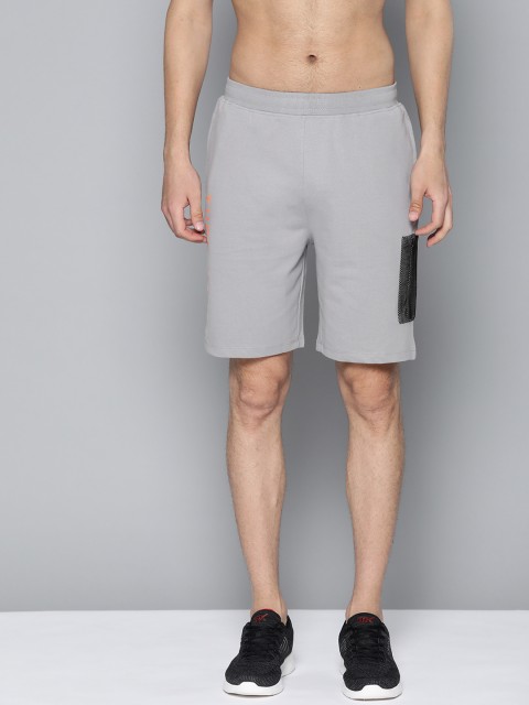 

HRX by Hrithik Roshan Men Grey Colourblocked Slim Fit Bio-Wash Lifestyle Shorts