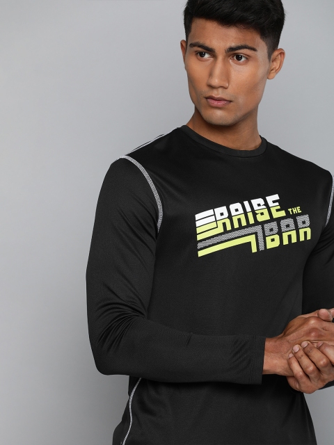 

HRX by Hrithik Roshan Men Black Printed Round Neck T-shirt