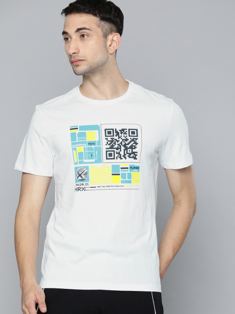 

HRX by Hrithik Roshan Men White Printed Bio-Wash Antimicrobial Lifestyle T-shirt