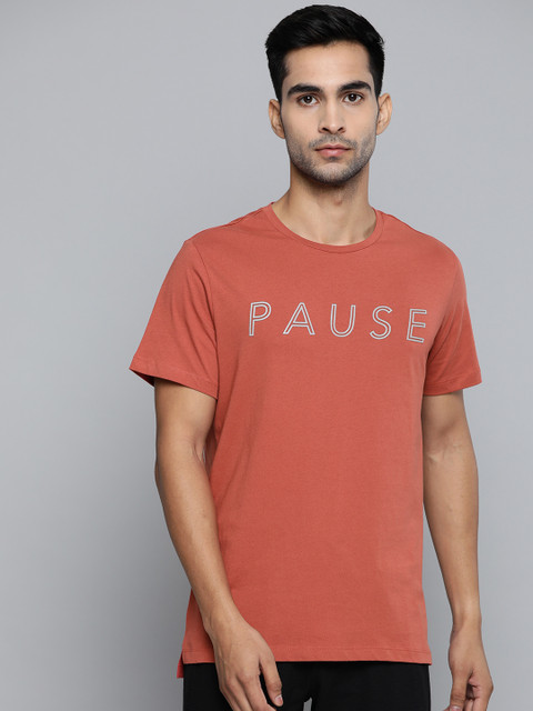 

HRX by Hrithik Roshan Men Tandoori Spice Solid Antimicrobial Flat Lock Seam Yoga T-shirt, Rust