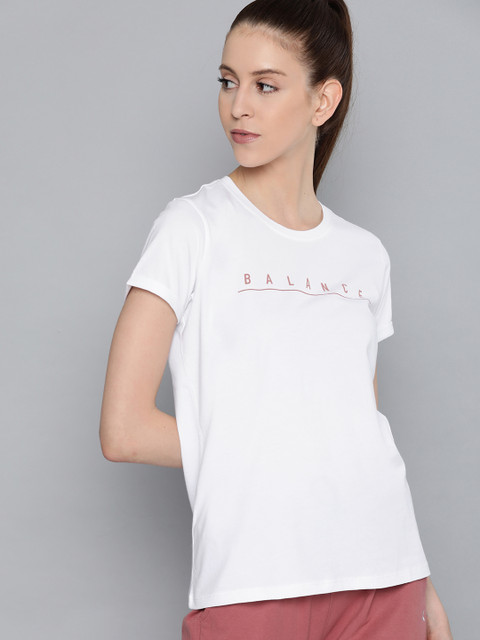 

HRX by Hrithik Roshan Women Brilliant White Typographic Bio-Wash Yoga T-shirt