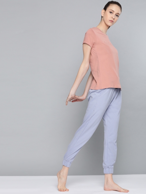 

HRX by Hrithik Roshan Women Old Rose Typographic Organic Cotton Bio-Wash Yoga T-shirt, Pink