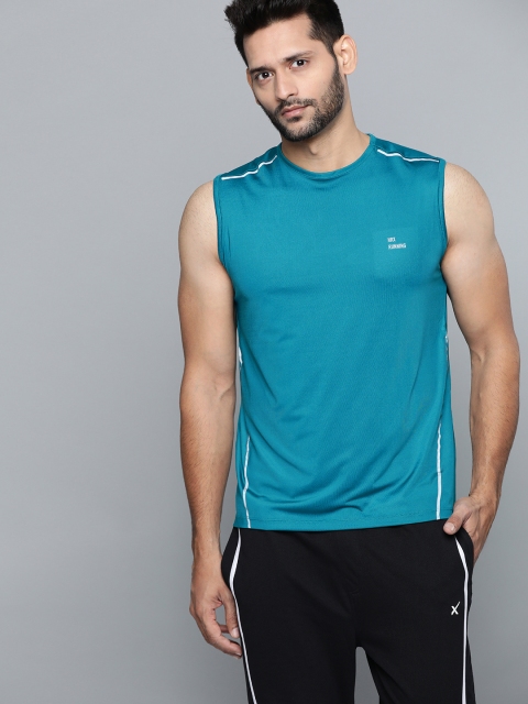 

HRX by Hrithik Roshan Men Ocean Depths Solid Rapid-Dry Antimicrobial Running Tank, Blue