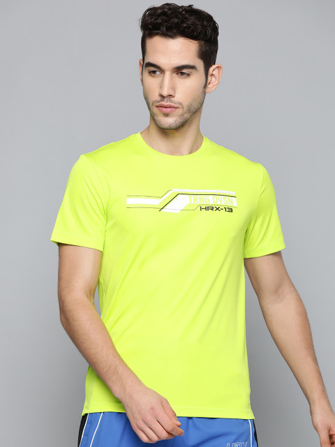 

HRX by Hrithik Roshan Men Love Brid Typographic Antimicrobial Rapid-Dry Training T-shirt, Fluorescent green
