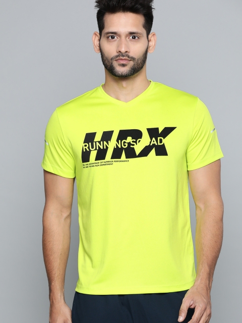 

HRX by Hrithik Roshan Men Love Brid Brand Carrier Rapid-Dry Antimicrobial Running T-shirt, Fluorescent green