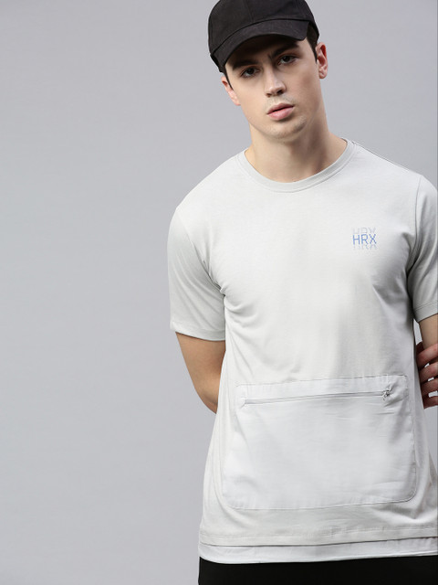 

HRX by Hrithik Roshan Men Grey Brand Carrier Regular Fit Rapid-Dry Lifestyle T-shirt