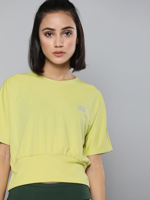 

HRX by Hrithik Roshan Women Linden Green Solid Antimicrobial Rapid-Dry Training Top, Lime green
