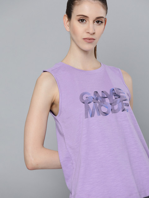 

HRX by Hrithik Roshan Women Violet Typographic Bio-Wash Antimicrobial Lifestyle Pure Cotton T-shirt, Lavender