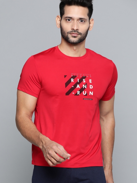 

HRX by Hrithik Roshan Men Crimson Typographic Regular Lycra Antimicrobial Running T-shirt, Red