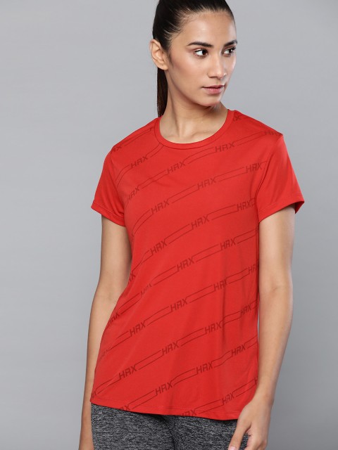 

HRX by Hrithik Roshan Women Salsa Brand Carrier Seamless Antimicrobial Running T-shirt, Red