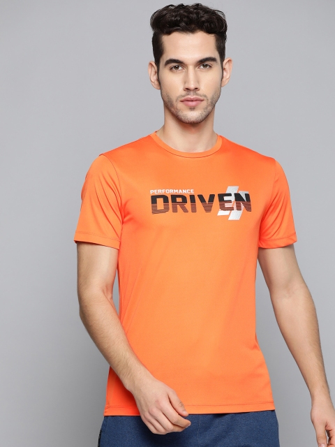 

HRX by Hrithik Roshan Men Golden Poppy Typographic Antimicrobial Training T-shirt, Coral