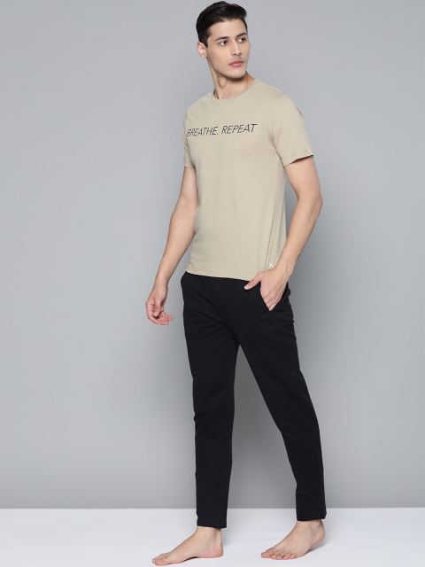 

HRX by Hrithik Roshan Men Twill Typographic Bio-Wash Yoga Pure Cotton T-shirt, Beige