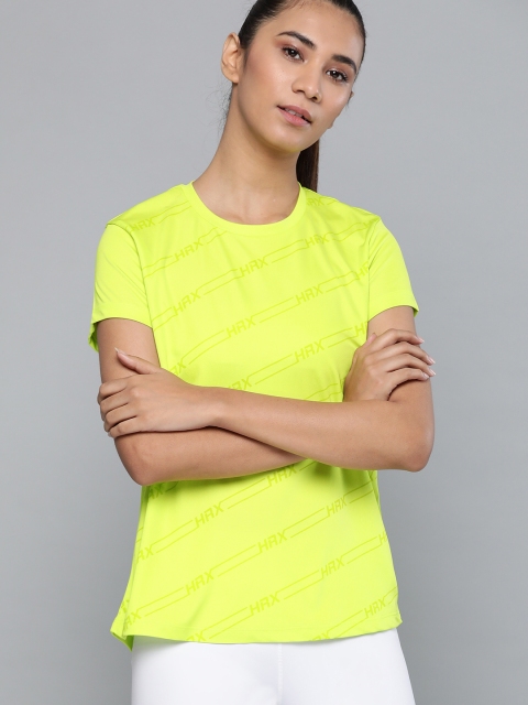

HRX by Hrithik Roshan Women Neon Green Seamless Antimicrobial Running T-shirt, Lime green