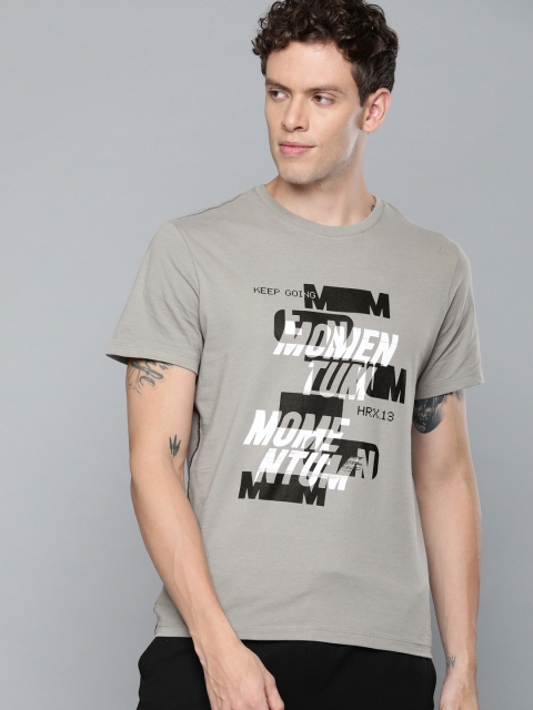 

HRX by Hrithik Roshan Men Wet Weather Grey Bio-Wash Antimicrobial Lifestyle T-shirt
