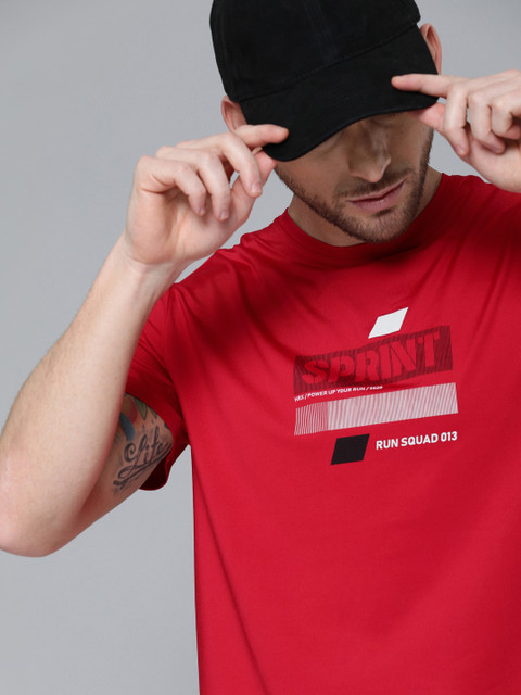 

HRX by Hrithik Roshan Men Red Printed Round Neck T-shirt