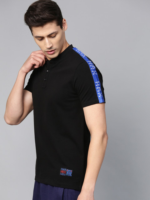 

HRX by Hrithik Roshan Men Jet Black Brand Carrier Bio-Wash Antimicrobial Lifestyle T-shirt