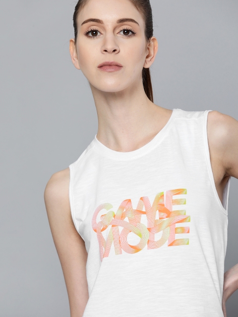 

HRX by Hrithik Roshan Women White Typographic Bio-Wash Antimicrobial Lifestyle T-shirt
