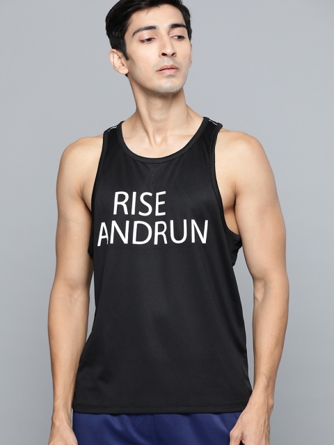 

HRX by Hrithik Roshan Men Jet Black Printed Rapid-Dry Antimicrobial Running Tank