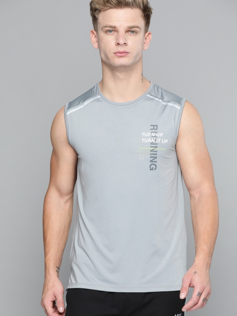 

HRX by Hrithik Roshan Men Grey Solid Rapid-Dry Antimicrobial Running Tank