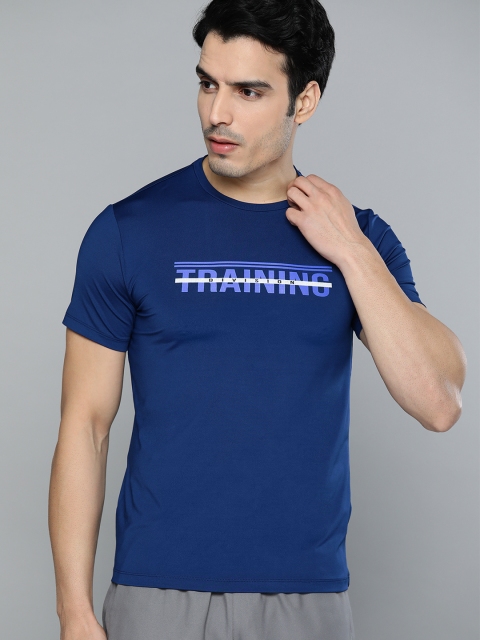 

HRX by Hrithik Roshan Men Estate Blue Typographic Antimicrobial Rapid-Dry Training T-shirt