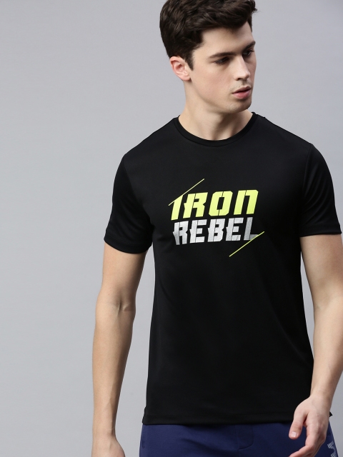 

HRX by Hrithik Roshan Men Black Typographic Antimicrobial Rapid-Dry Training T-shirt