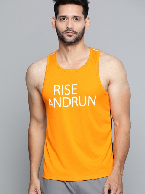 

HRX by Hrithik Roshan Men Flame Orange Colourblocked Rapid-Dry Antimicrobial Running Tank